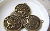 Accessories - 10 Pcs Of Antique Bronze Capricorn The Sea Goat Round Base Setting Charms Match 25mm Cameo A3829