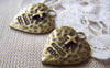 Accessories - 10 Pcs Of Antique Bronze Cross Heart Charms 19x21mm A1273