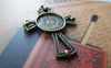 Accessories - 10 Pcs Of Antique Bronze Cross Round Base Settings Match 10mm Cabochon A3218