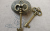 Accessories - 10 Pcs Of Antique Bronze Crown Key Pendants Charms 24x56mm A6475