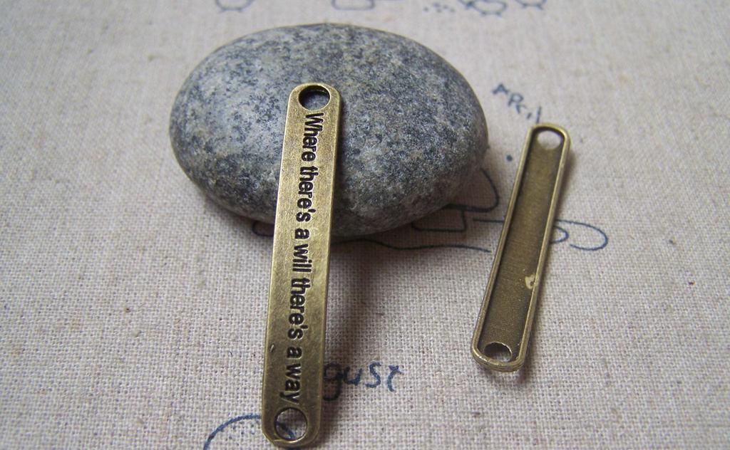 Accessories - 10 Pcs Of Antique Bronze Curved Bar Bracelet Connector Charms 7x44mmm  A4752