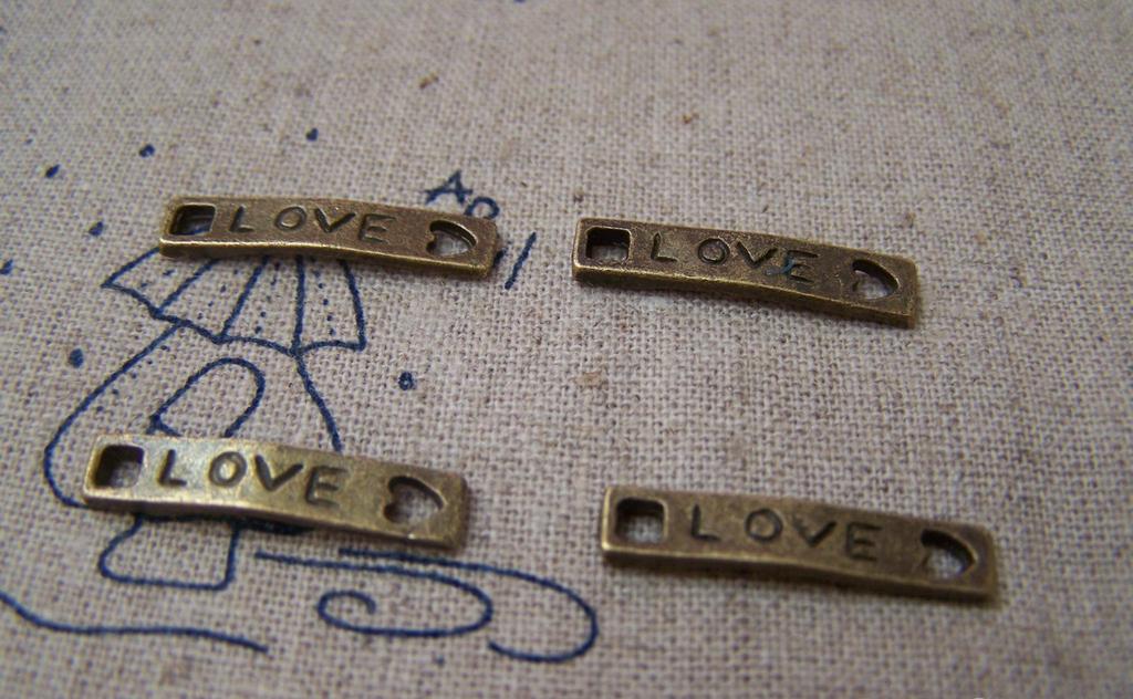Accessories - 10 Pcs Of Antique Bronze Curved Bar Charms 4x21mm A3362
