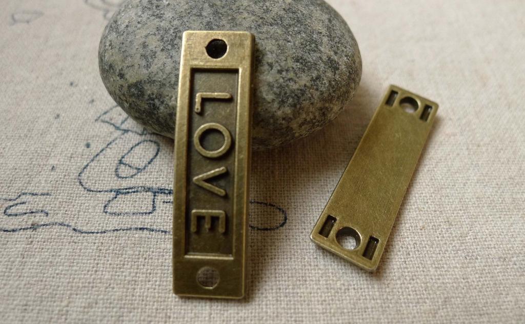 Accessories - 10 Pcs Of Antique Bronze Curved Bracelet Connector Charms 10x35mm A6410