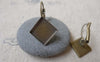 Accessories - 10 Pcs Of Antique Bronze Diamond Shape Earwire Base Setting Match 12mm Bezel Sawtooth Edge A7050
