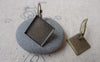 Accessories - 10 Pcs Of Antique Bronze Diamond Shape Earwire Base Setting Match 15mm Bezel Sawtooth Edge A7043
