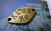 Accessories - 10 Pcs Of Antique Bronze Diamond Shape Kiss Me Rhombus Connector Charms 20x33mm A5462
