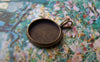 Accessories - 10 Pcs Of Antique Bronze Double Loops Round Bases Match 12mm Cabochon A3217