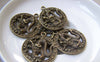 Accessories - 10 Pcs Of Antique Bronze Dragon Filigree Round Pendants 23mm A3085