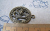 Accessories - 10 Pcs Of Antique Bronze Dragon Filigree Round Pendants 23mm A3085