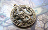 Accessories - 10 Pcs Of Antique Bronze Dragon Filigree Round Pendants 23mm A3085