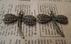 Accessories - 10 Pcs Of Antique Bronze Dragonfly Charms Pendants 35x37mm A1818
