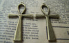 Accessories - 10 Pcs Of Antique Bronze Egyptian Ankh Cross Charms Huge Size 29x55mm A2717
