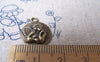 Accessories - 10 Pcs Of Antique Bronze Embossed Angel Round Charms 15mm A725