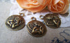 Accessories - 10 Pcs Of Antique Bronze Embossed Angel Round Charms 15mm A725