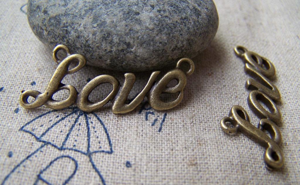 Accessories - 10 Pcs Of Antique Bronze English Word Connector Charms 11x30mm A3048