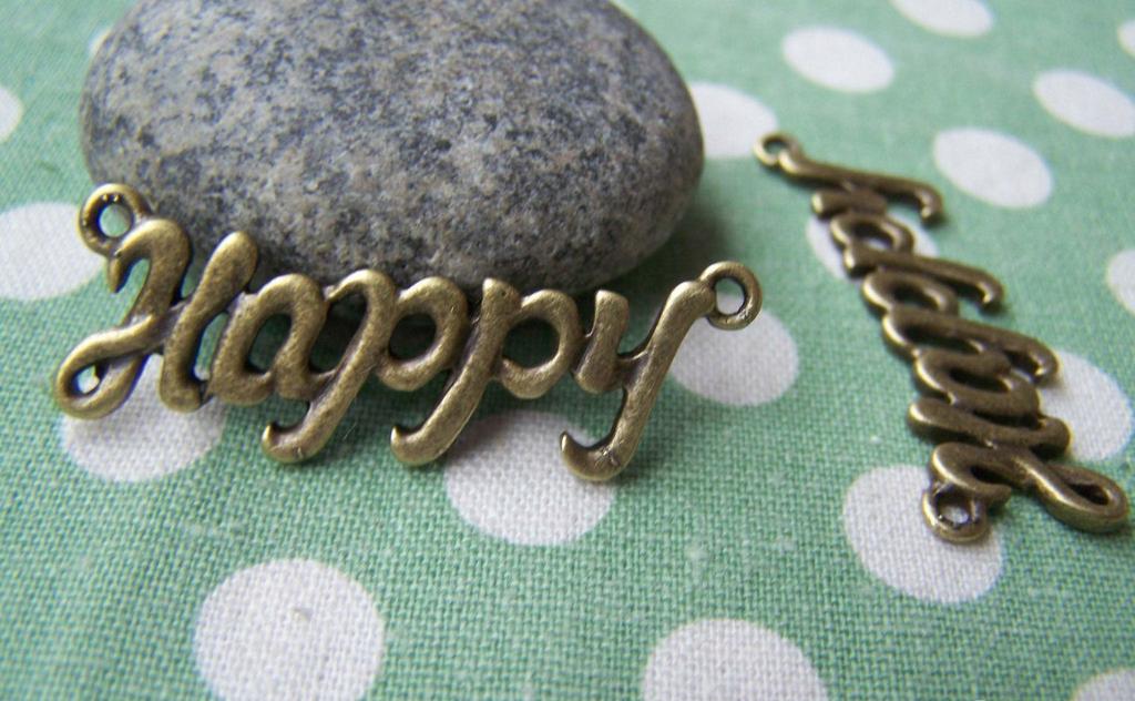 Accessories - 10 Pcs Of Antique Bronze English Word Connector Charms 14x40mm A3418