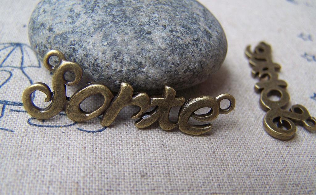 Accessories - 10 Pcs Of Antique Bronze English Word Sorte Connector Charms 12x37mm A518