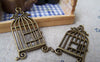 Accessories - 10 Pcs Of Antique Bronze Filigree Bird Cage Charms 17x33mm A151