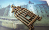 Accessories - 10 Pcs Of Antique Bronze Filigree Bird Cage Charms 17x33mm A151