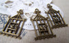 Accessories - 10 Pcs Of Antique Bronze Filigree Bird Cage Charms 18x32mm A162