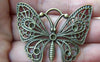 Accessories - 10 Pcs Of Antique Bronze Filigree Butterfly Pendants 35x48mm A736