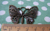 Accessories - 10 Pcs Of Antique Bronze Filigree Butterfly Pendants 35x48mm A736