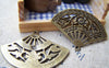 Accessories - 10 Pcs Of Antique Bronze Filigree Chinese Folding Fan Charms 25x36mm A1440