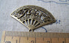 Accessories - 10 Pcs Of Antique Bronze Filigree Chinese Folding Fan Charms 25x36mm A1440