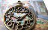 Accessories - 10 Pcs Of Antique Bronze Filigree Clock Pendants Charms 30x39mm A476