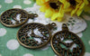 Accessories - 10 Pcs Of Antique Bronze Filigree Clock Pendants Charms 30x39mm A476