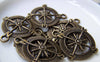 Accessories - 10 Pcs Of Antique Bronze Filigree Compass Charms Pendants 25mm A1278