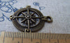 Accessories - 10 Pcs Of Antique Bronze Filigree Compass Charms Pendants 25mm A1278