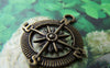 Accessories - 10 Pcs Of Antique Bronze Filigree Compass Charms Pendants 25mm A1278
