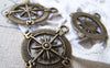 Accessories - 10 Pcs Of Antique Bronze Filigree Compass Charms Pendants 25mm A1278