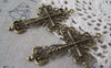 Accessories - 10 Pcs Of Antique Bronze Filigree Cross Pendants Charms 42x63mm A4518