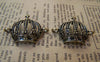 Accessories - 10 Pcs Of Antique Bronze Filigree Crown Connectors Charms 23x32mm A776