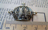 Accessories - 10 Pcs Of Antique Bronze Filigree Crown Connectors Charms 23x32mm A776