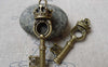 Accessories - 10 Pcs Of Antique Bronze Filigree Crown Key Pendants Charms 15x54mm A6809
