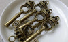 Accessories - 10 Pcs Of Antique Bronze Filigree Crown Key Pendants Charms 15x54mm A6809
