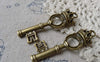 Accessories - 10 Pcs Of Antique Bronze Filigree Crown Key Pendants Charms 15x54mm A6809