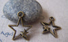 Accessories - 10 Pcs Of Antique Bronze Filigree Double Star Charms 22x26mm A4365