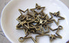 Accessories - 10 Pcs Of Antique Bronze Filigree Double Star Charms 22x26mm A4365