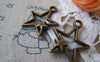 Accessories - 10 Pcs Of Antique Bronze Filigree Double Star Charms 22x26mm A4365