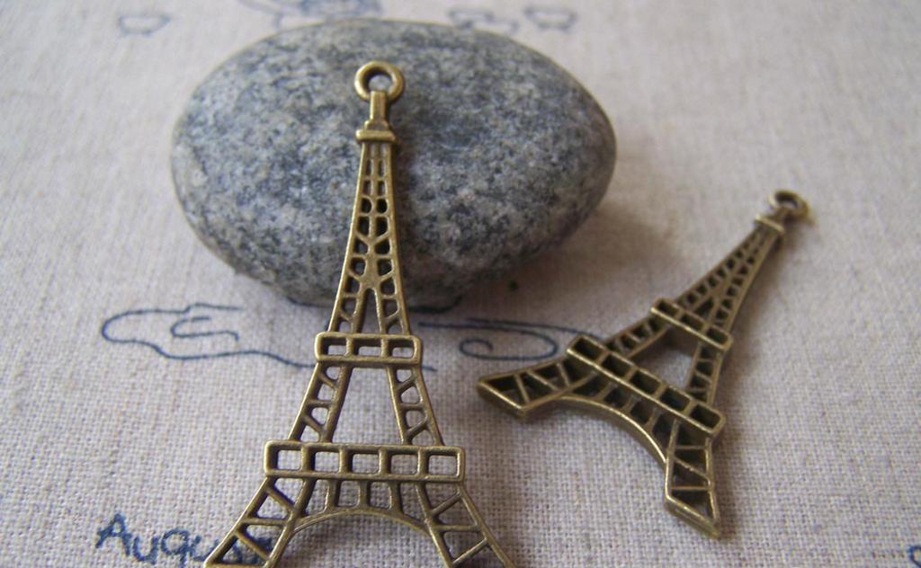 Accessories - 10 Pcs Of Antique Bronze Filigree Eiffel Tower Pendants 25x45mm A4242