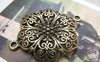 Accessories - 10 Pcs Of Antique Bronze Filigree Flower Connector Pendants  28x40mm A2181
