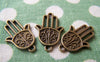 Accessories - 10 Pcs Of Antique Bronze Filigree Flower Hamsa Hand Charms 15x24mm A703