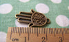 Accessories - 10 Pcs Of Antique Bronze Filigree Flower Hamsa Hand Charms 15x24mm A703