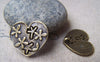 Hearts - 10 pcs Antique Bronze Back Loop Flower Heart Charms A1519