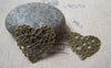 Accessories - 10 Pcs Of Antique Bronze Filigree Flower Heart Charms 23x24mm A4757