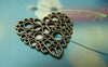 Accessories - 10 Pcs Of Antique Bronze Filigree Flower Heart Charms 23x24mm A4757